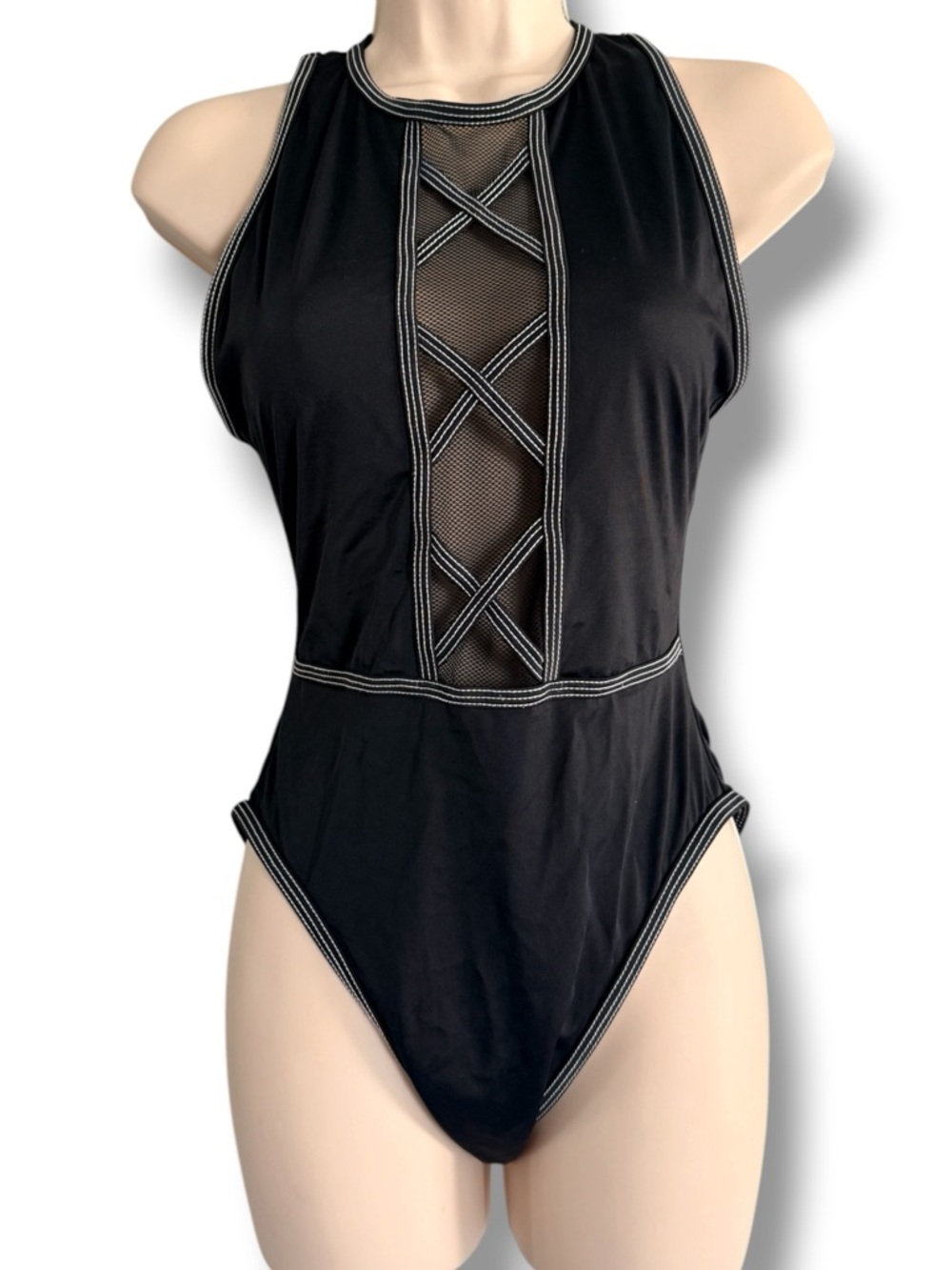 Vintage Karla Colletto One Piece Swimsuit Open Back Size 14